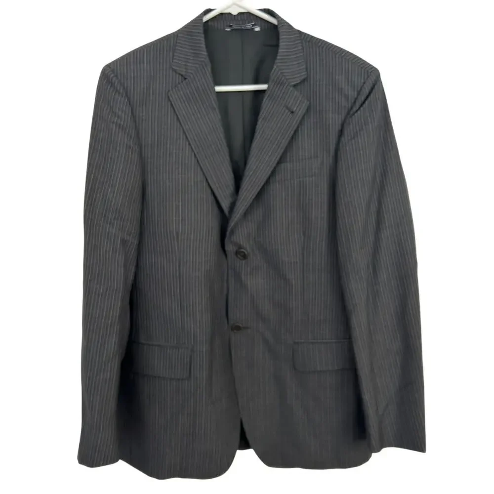 Ermenegildo Zegna Gray Pin Stripe Suit Jacket Blazer 48R - Italian Made
